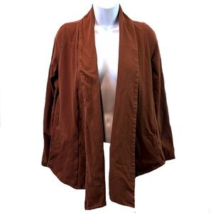 Pact Organic Cotton Avenue Knit Open Cardigan Brown Draped Minimal Lagenlook XS